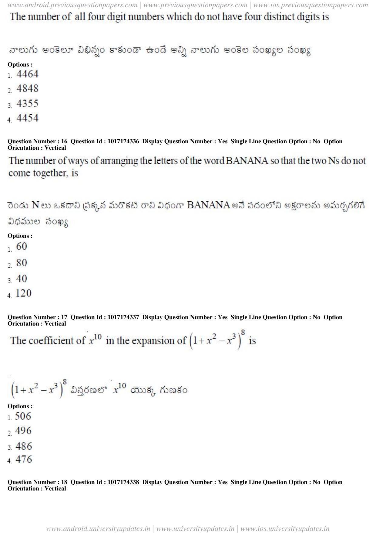 AP EAPCET 2017 - April 25, 2017 Afternoon - Master Engineering Question Paper With Preliminary Keys - Page 7