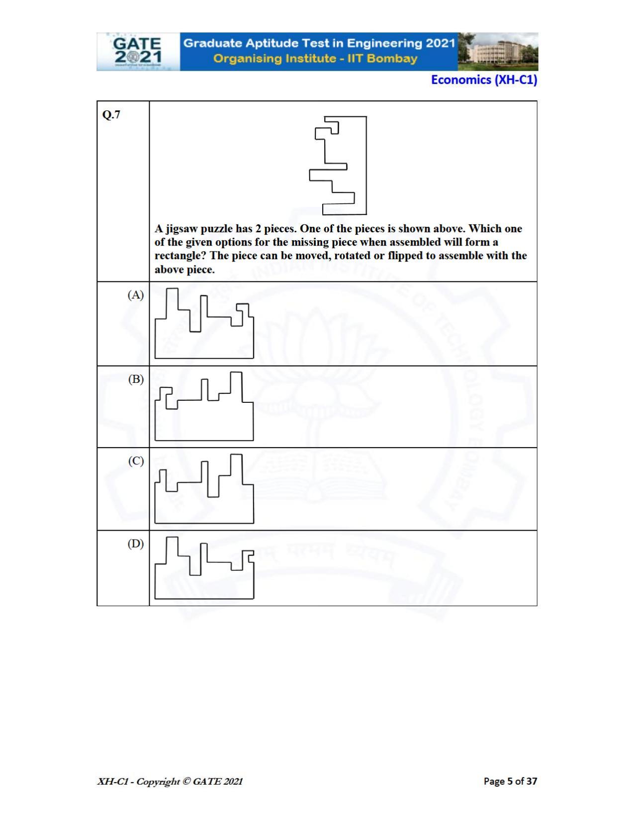 GATE 2021 Humanities & Social Sciences (XH) Question Paper - Page 5
