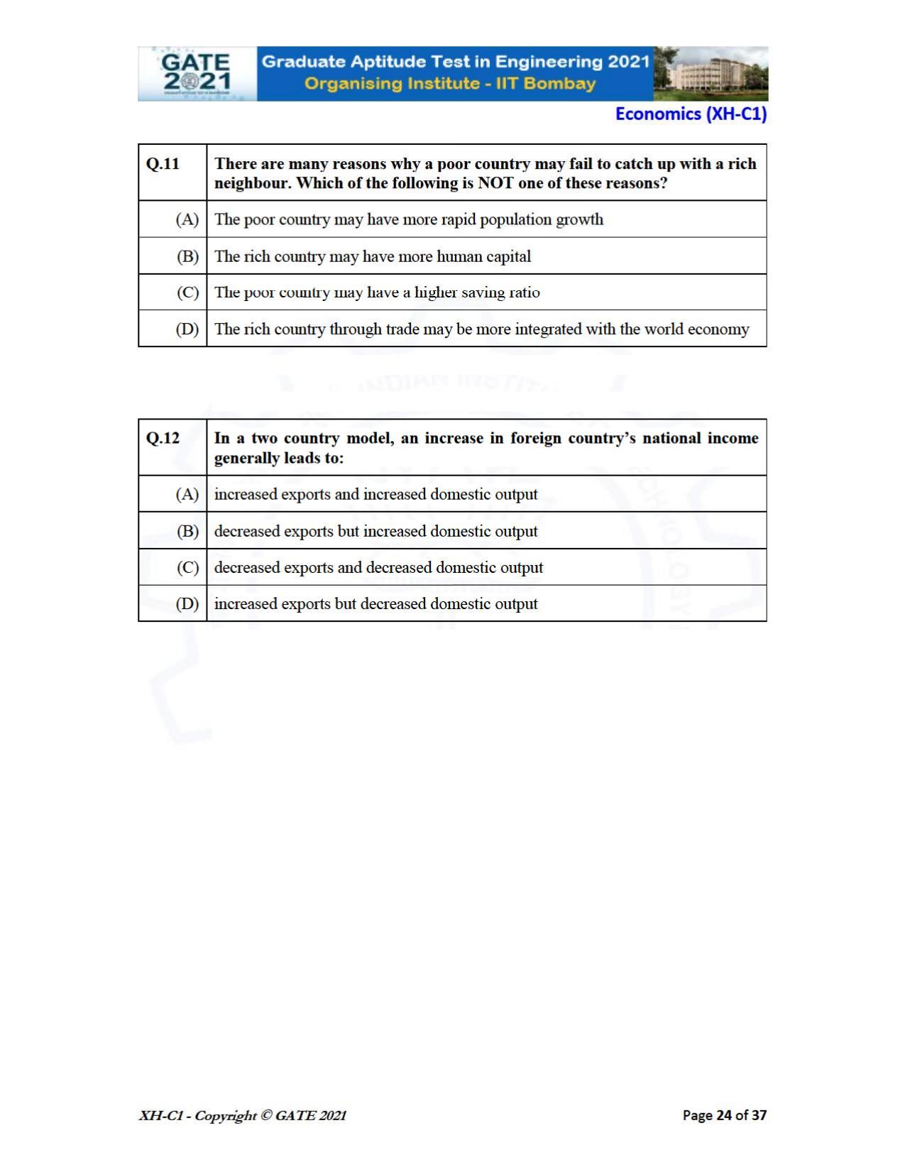 GATE 2021 Humanities & Social Sciences (XH) Question Paper - Page 24