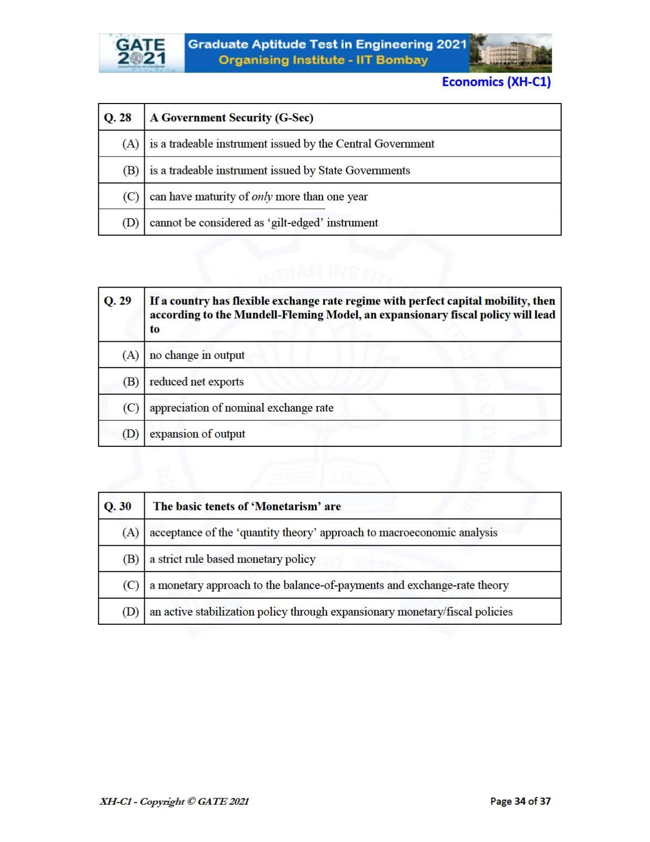 GATE 2021 Humanities & Social Sciences (XH) Question Paper - Page 34