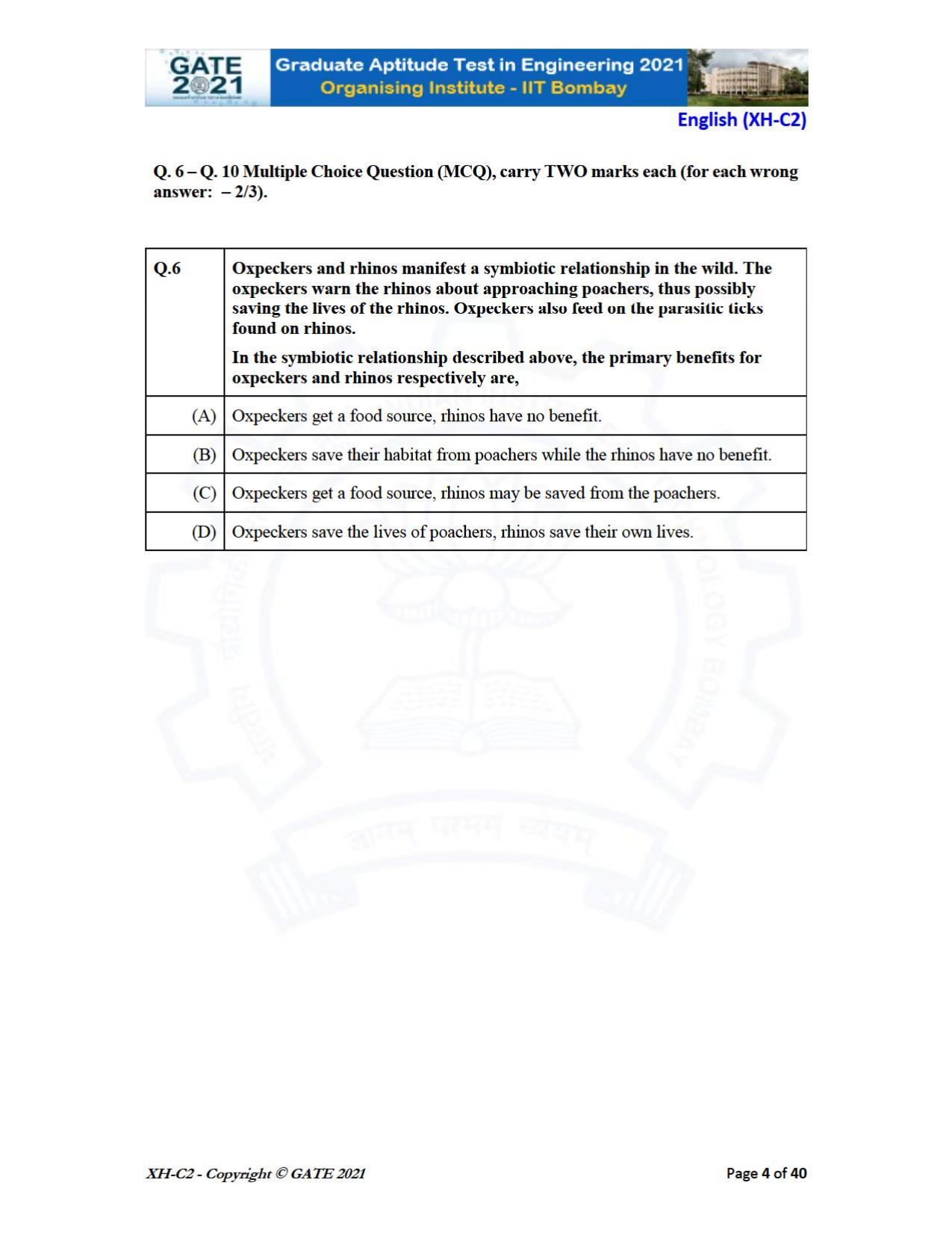 GATE 2021 Humanities & Social Sciences (XH) Question Paper - Page 45