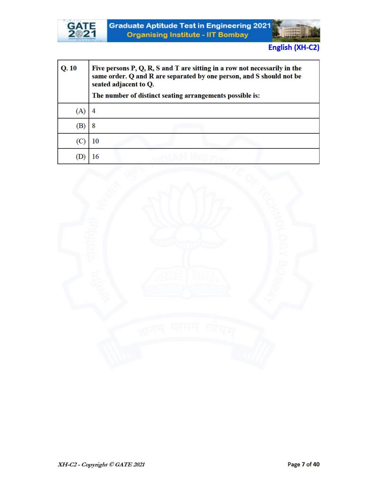 GATE 2021 Humanities & Social Sciences (XH) Question Paper - Page 48