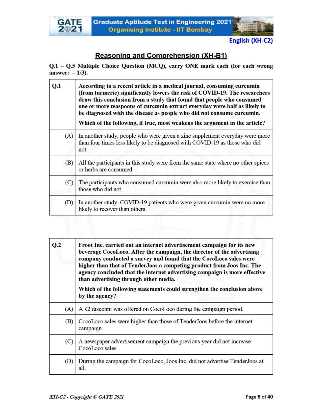 GATE 2021 Humanities & Social Sciences (XH) Question Paper - Page 49