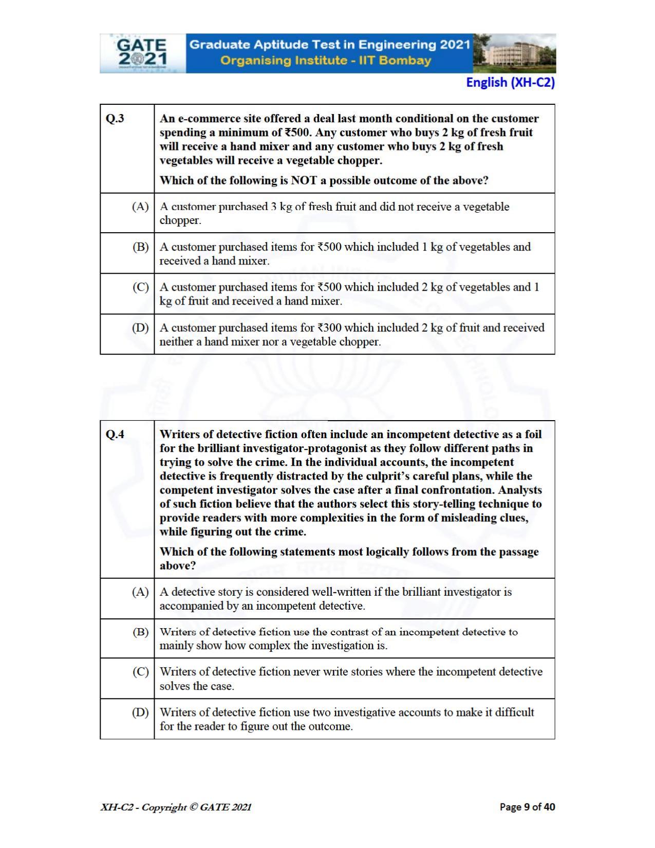 GATE 2021 Humanities & Social Sciences (XH) Question Paper - Page 50