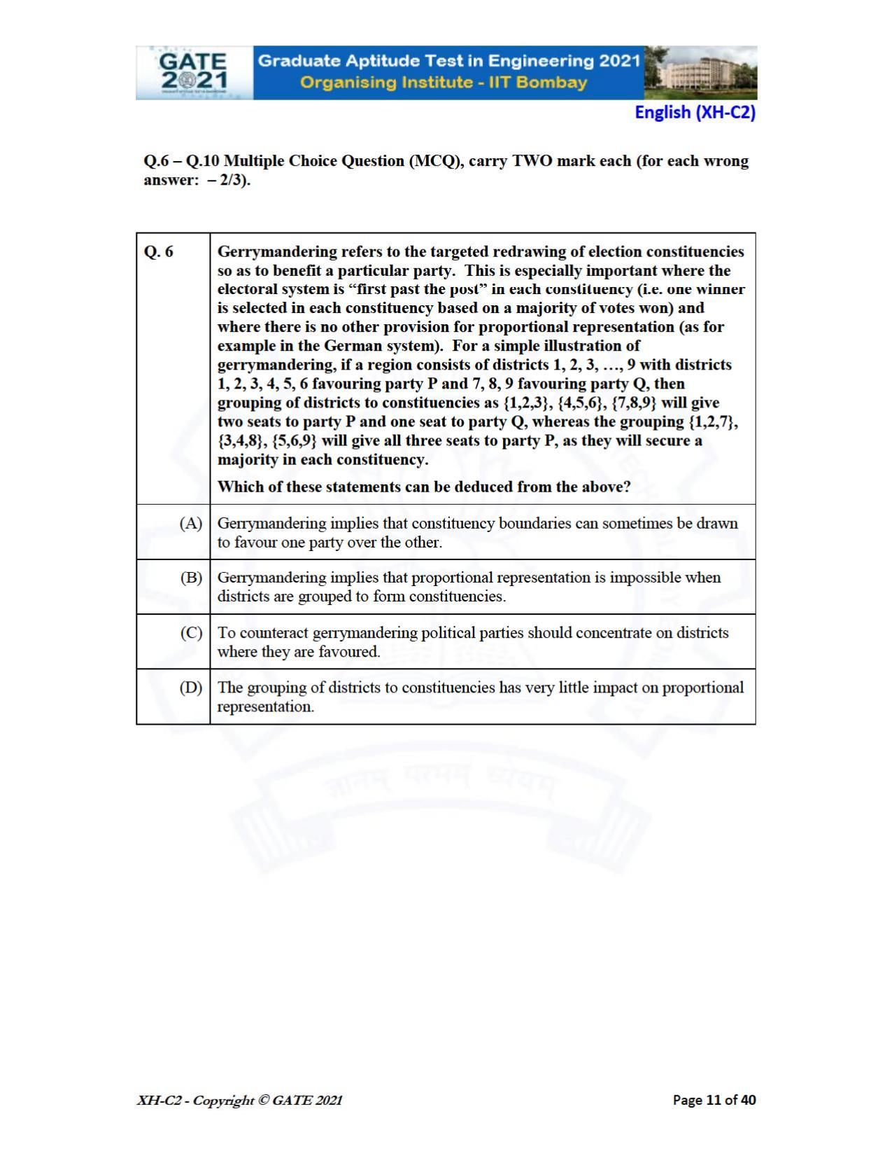GATE 2021 Humanities & Social Sciences (XH) Question Paper - Page 52