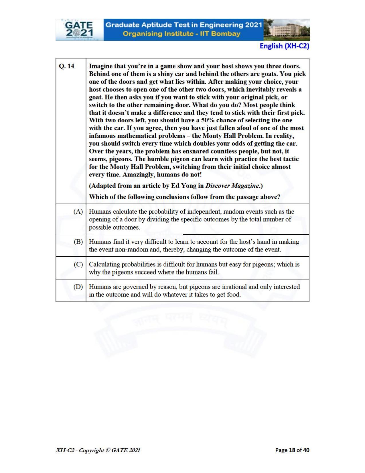 GATE 2021 Humanities & Social Sciences (XH) Question Paper - Page 59