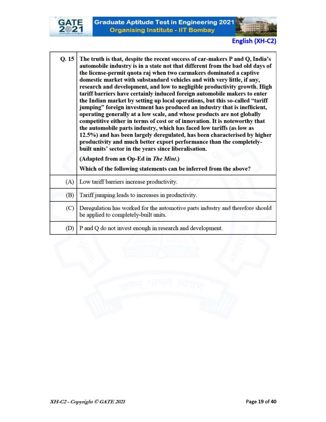 GATE 2021 Humanities & Social Sciences (XH) Question Paper - Page 60