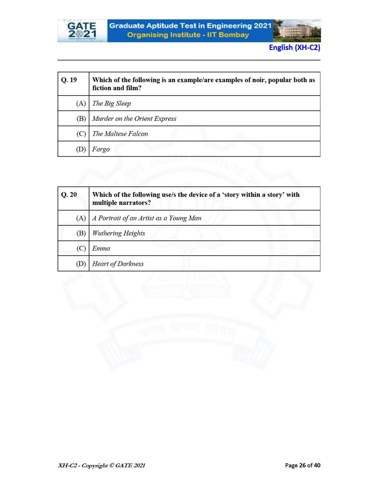 GATE 2021 Humanities & Social Sciences (XH) Question Paper - Page 67