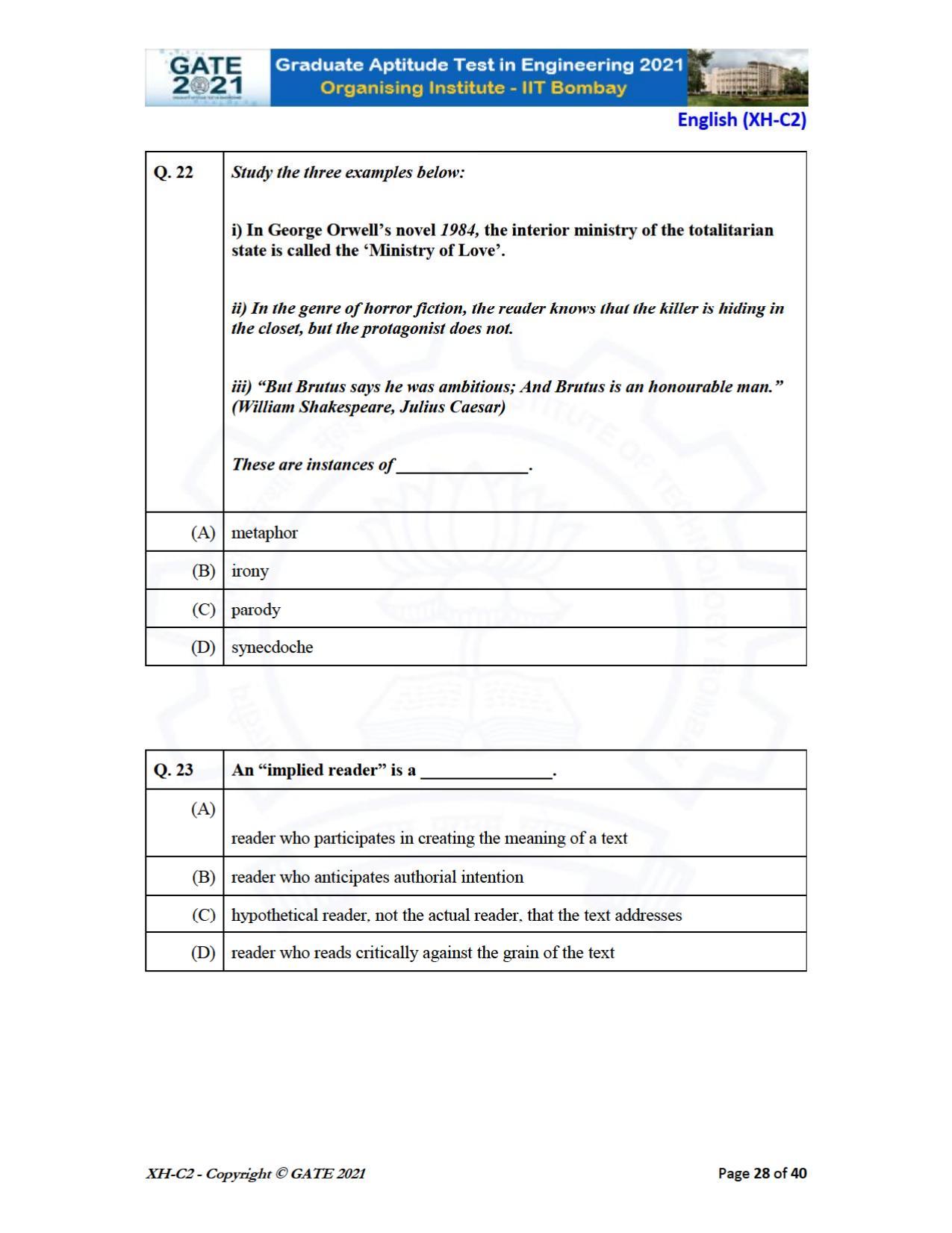 GATE 2021 Humanities & Social Sciences (XH) Question Paper - Page 69