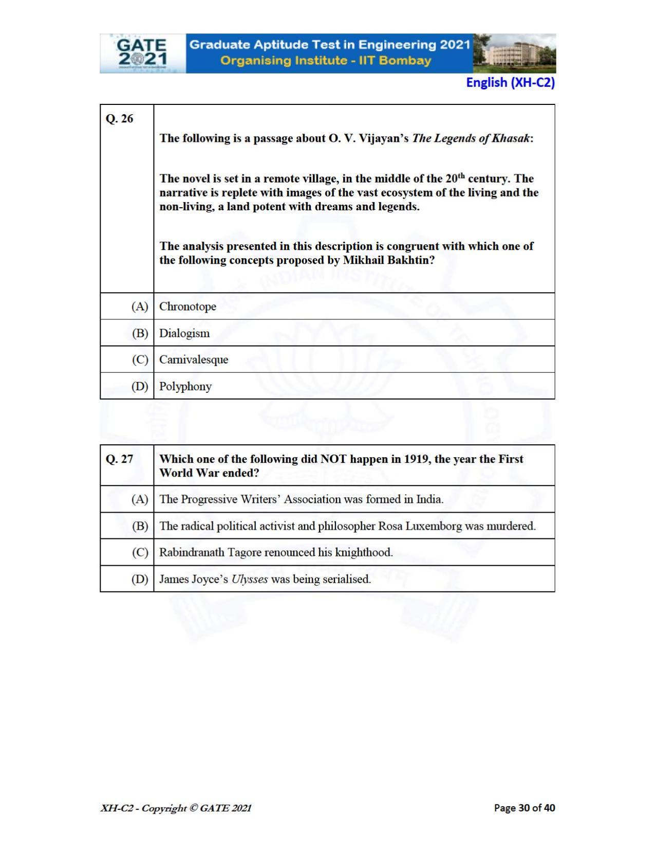 GATE 2021 Humanities & Social Sciences (XH) Question Paper - Page 71