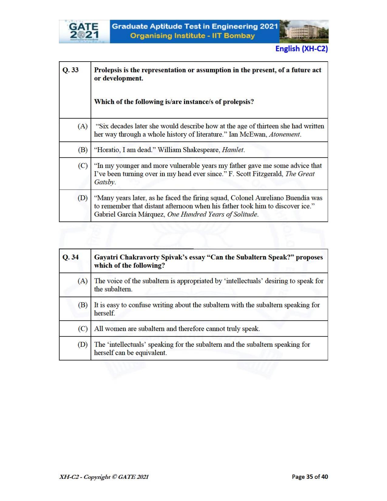 GATE 2021 Humanities & Social Sciences (XH) Question Paper - Page 76