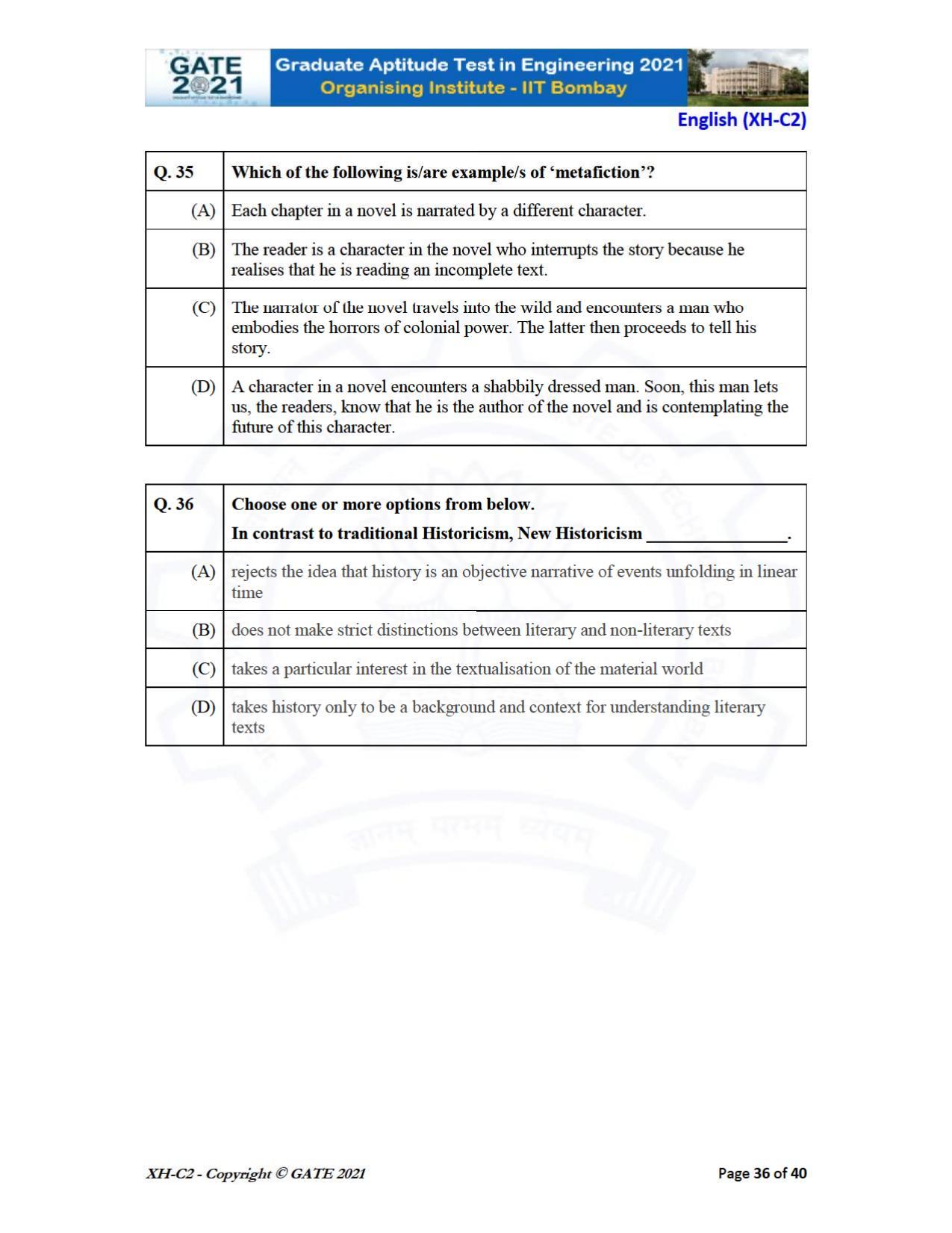 GATE 2021 Humanities & Social Sciences (XH) Question Paper - Page 77