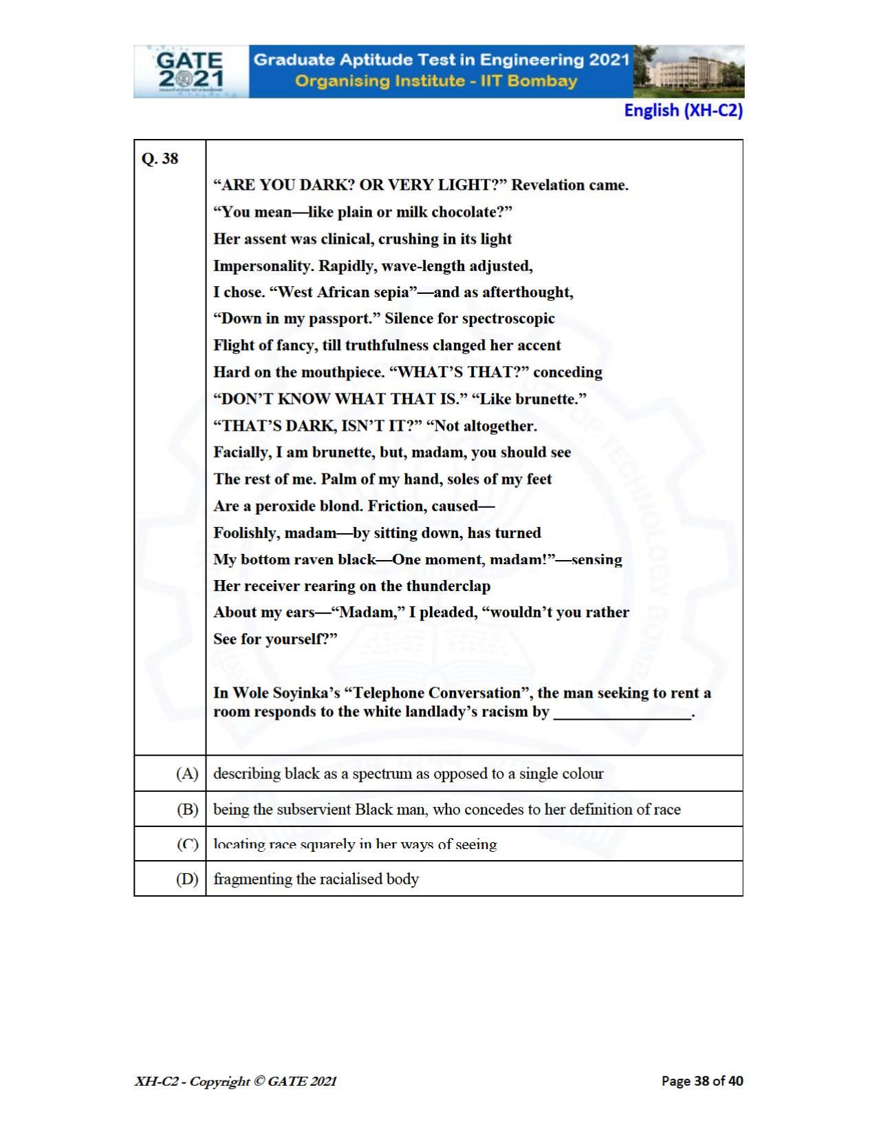 GATE 2021 Humanities & Social Sciences (XH) Question Paper - Page 79
