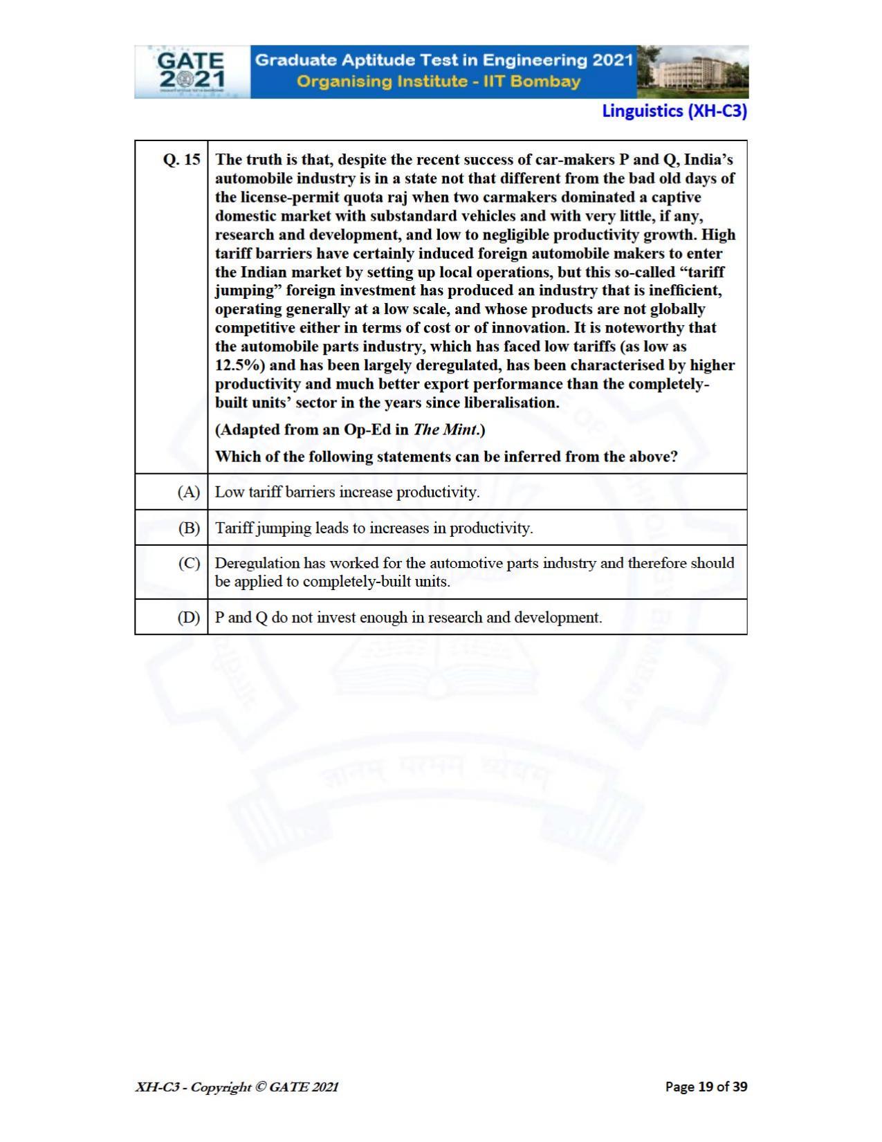 GATE 2021 Humanities & Social Sciences (XH) Question Paper - Page 103