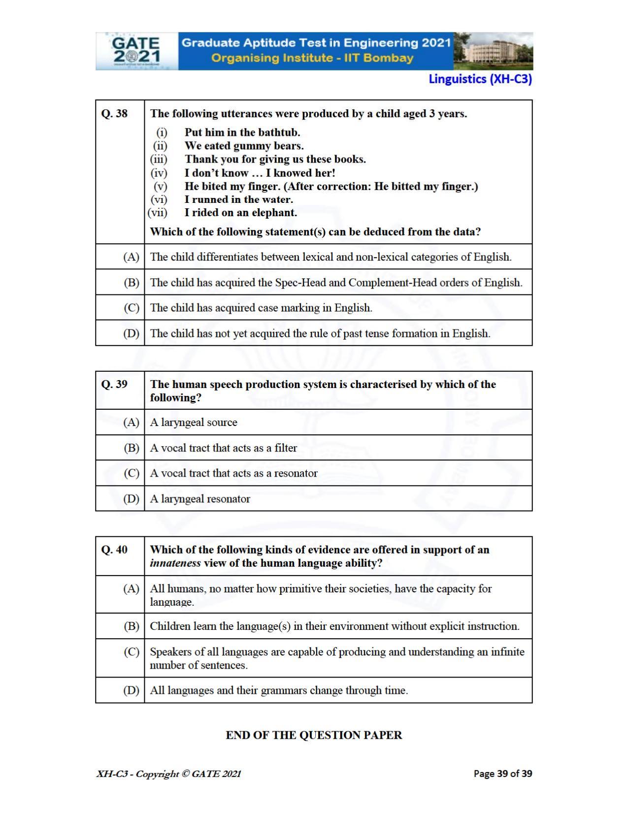 GATE 2021 Humanities & Social Sciences (XH) Question Paper - Page 123