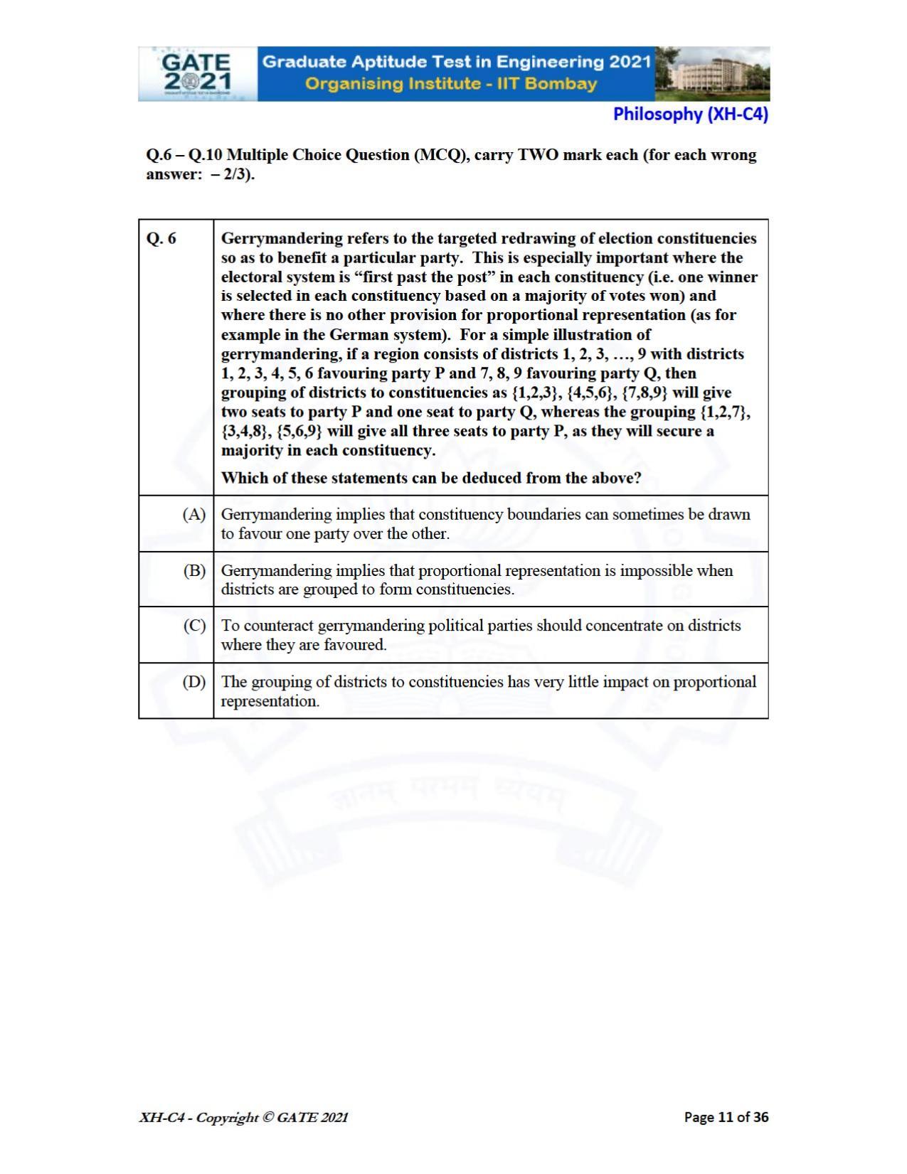 GATE 2021 Humanities & Social Sciences (XH) Question Paper - Page 137