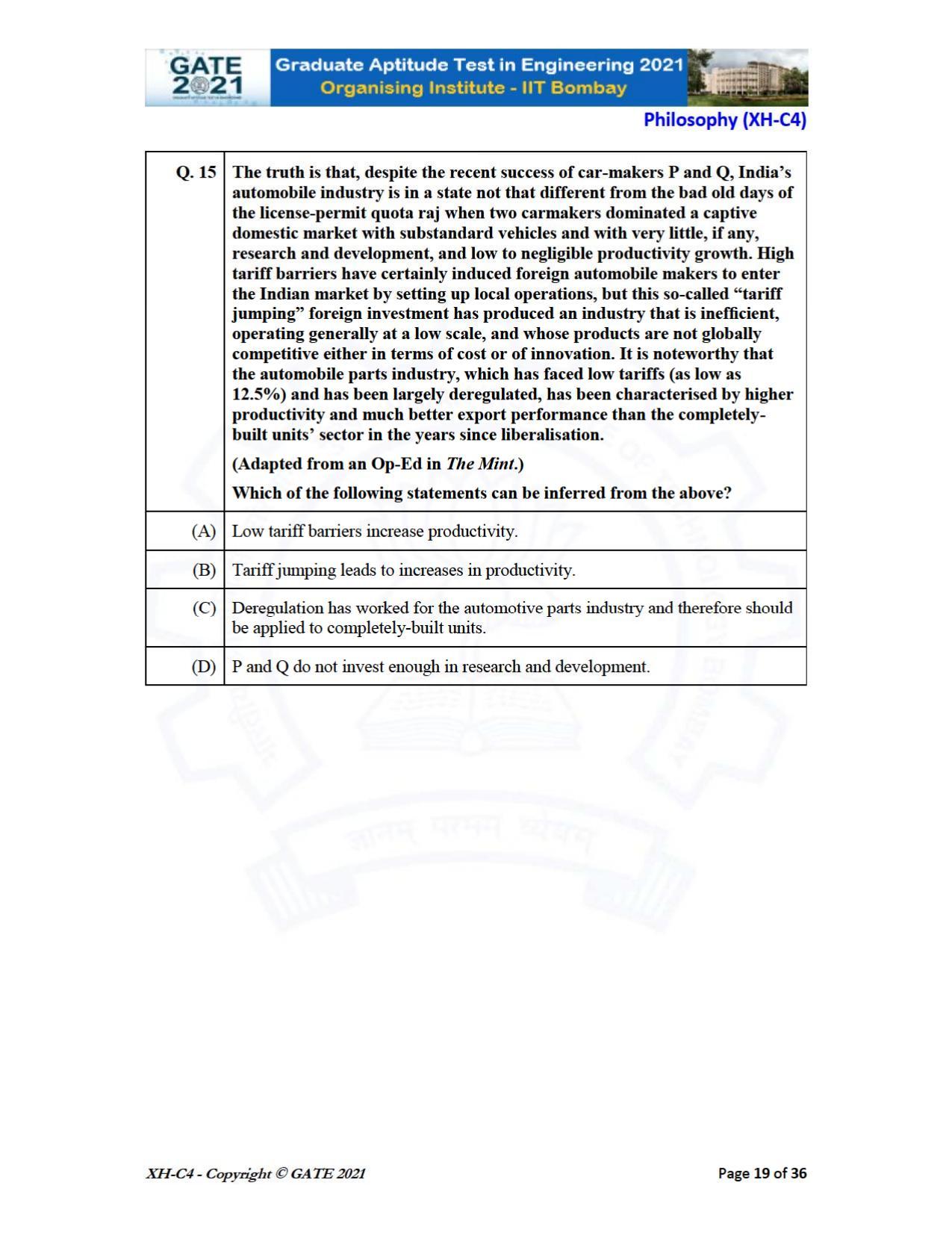 GATE 2021 Humanities & Social Sciences (XH) Question Paper - Page 145
