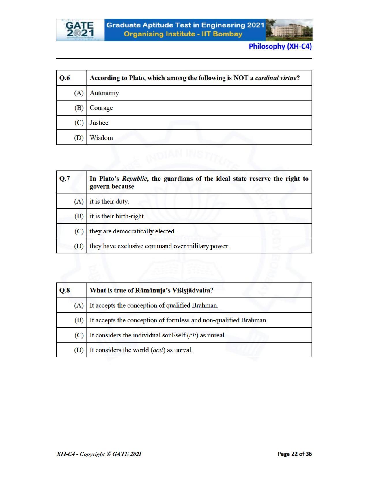 GATE 2021 Humanities & Social Sciences (XH) Question Paper - Page 148