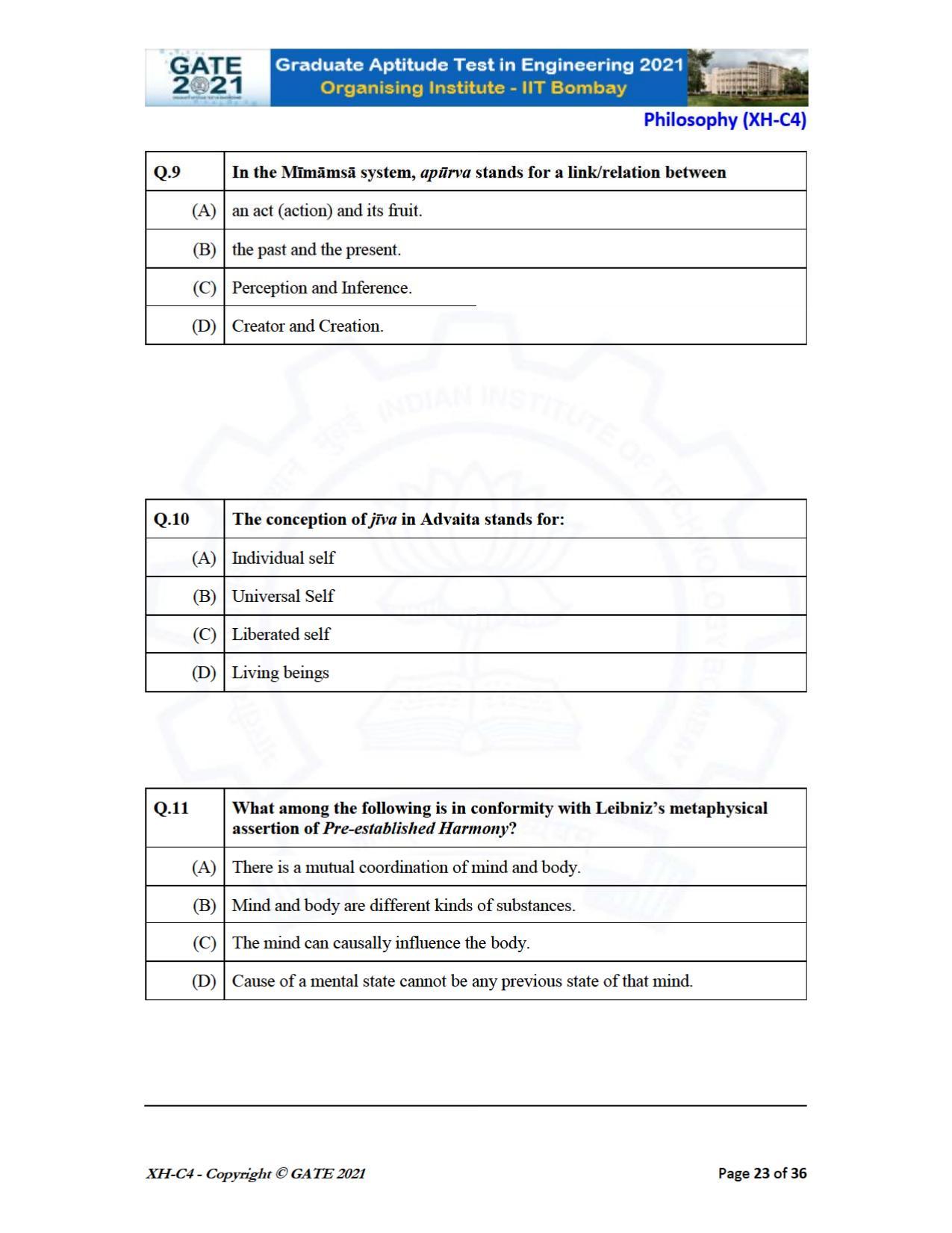 GATE 2021 Humanities & Social Sciences (XH) Question Paper - Page 149