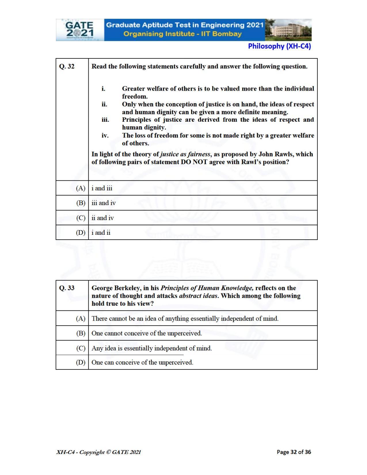 GATE 2021 Humanities & Social Sciences (XH) Question Paper - Page 158