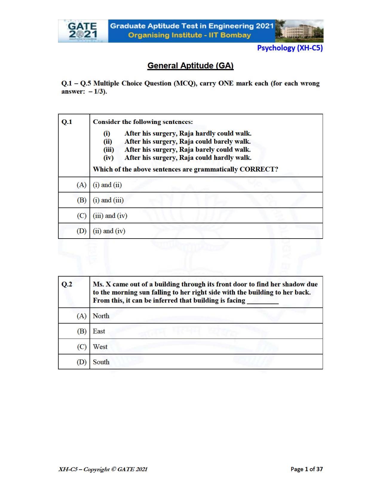 GATE 2021 Humanities & Social Sciences (XH) Question Paper - Page 166