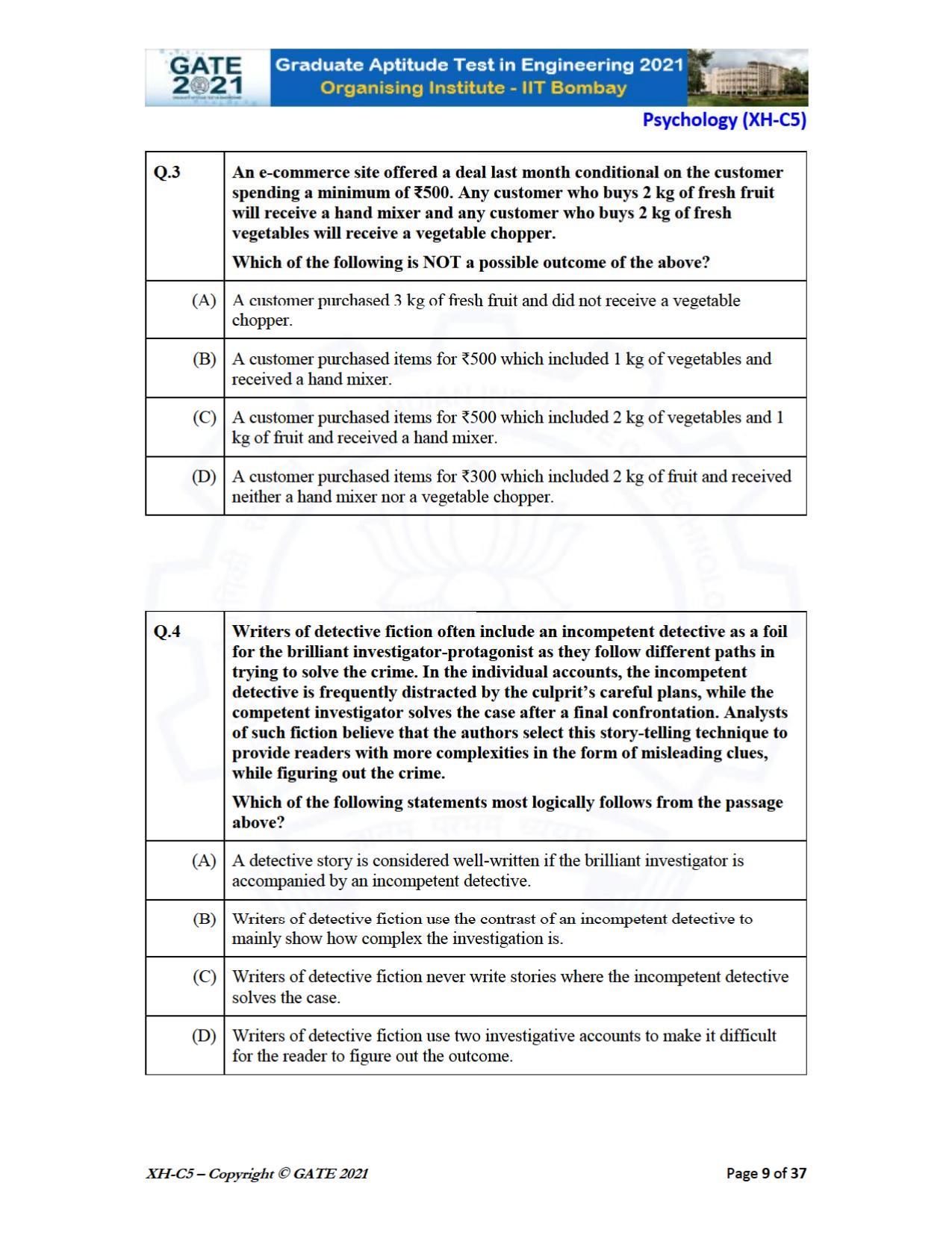 GATE 2021 Humanities & Social Sciences (XH) Question Paper - Page 174