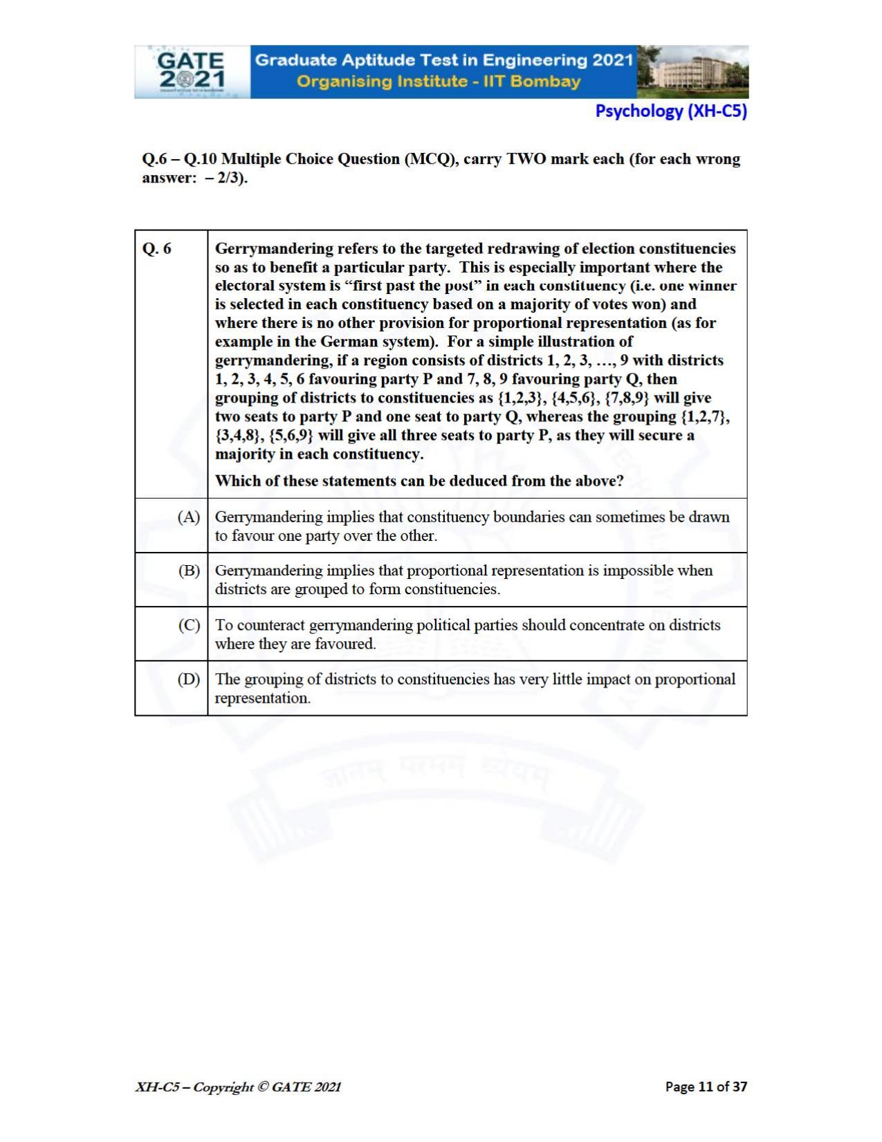 GATE 2021 Humanities & Social Sciences (XH) Question Paper - Page 176
