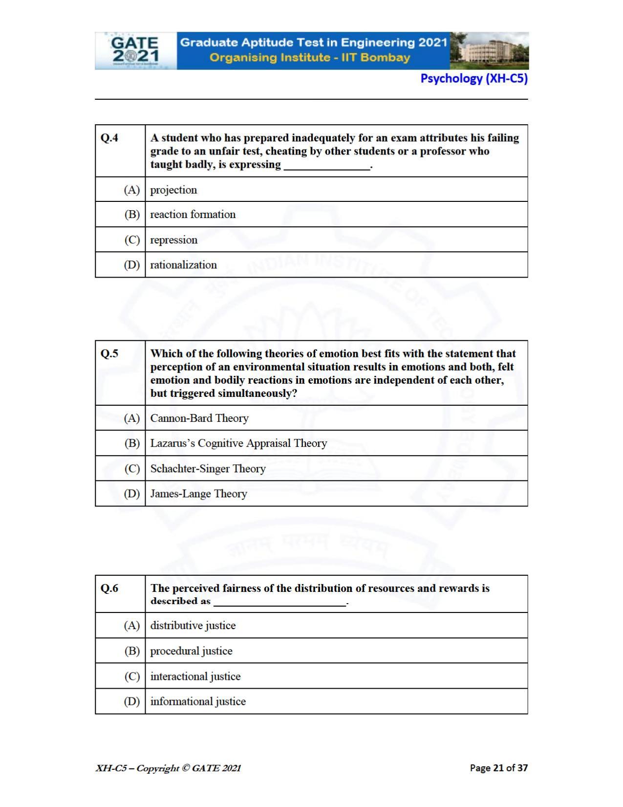 GATE 2021 Humanities & Social Sciences (XH) Question Paper - Page 186