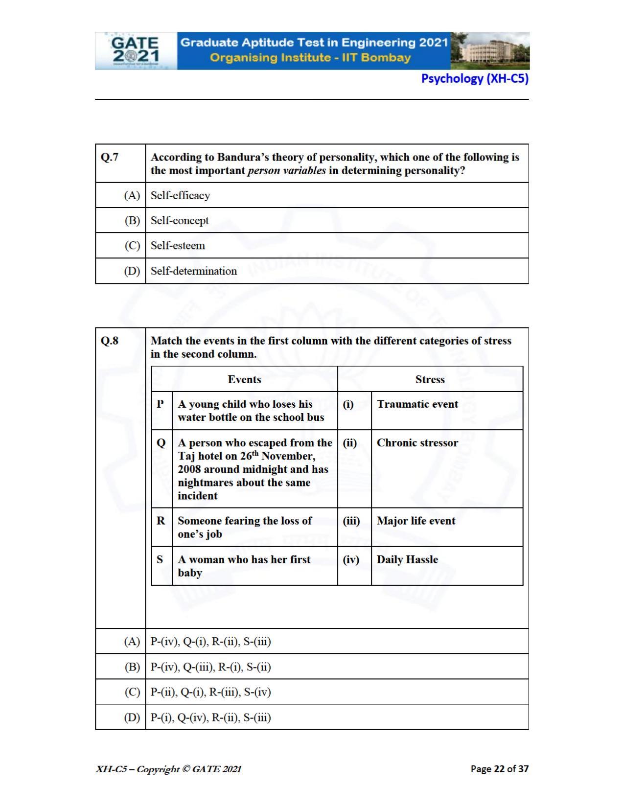 GATE 2021 Humanities & Social Sciences (XH) Question Paper - Page 187