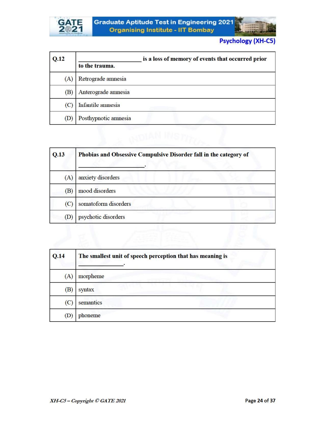 GATE 2021 Humanities & Social Sciences (XH) Question Paper - Page 189