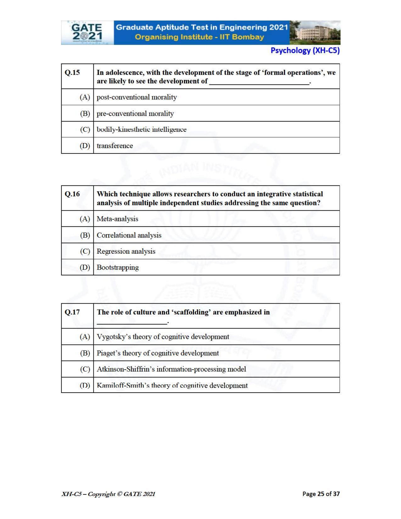 GATE 2021 Humanities & Social Sciences (XH) Question Paper - Page 190