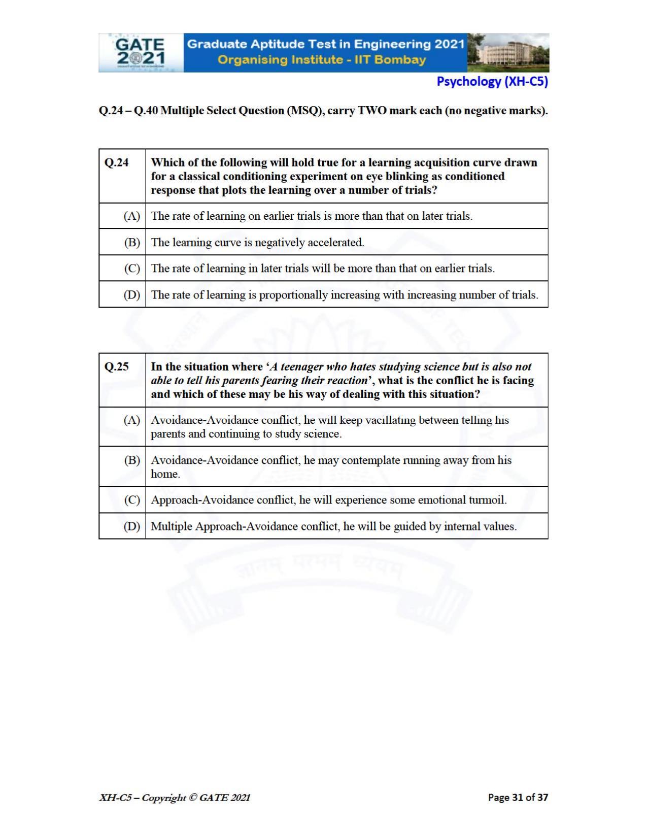 GATE 2021 Humanities & Social Sciences (XH) Question Paper - Page 196