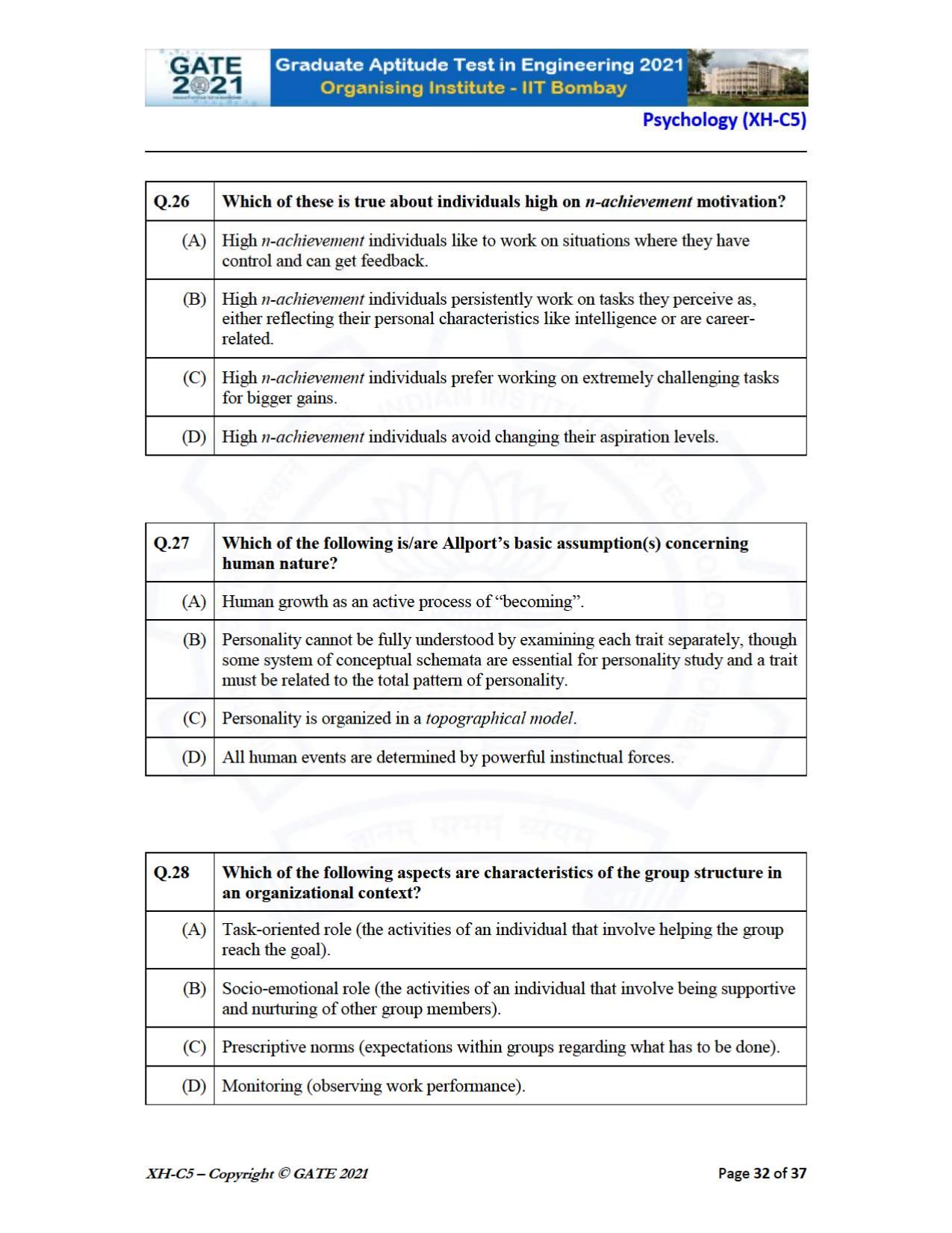 GATE 2021 Humanities & Social Sciences (XH) Question Paper - Page 197