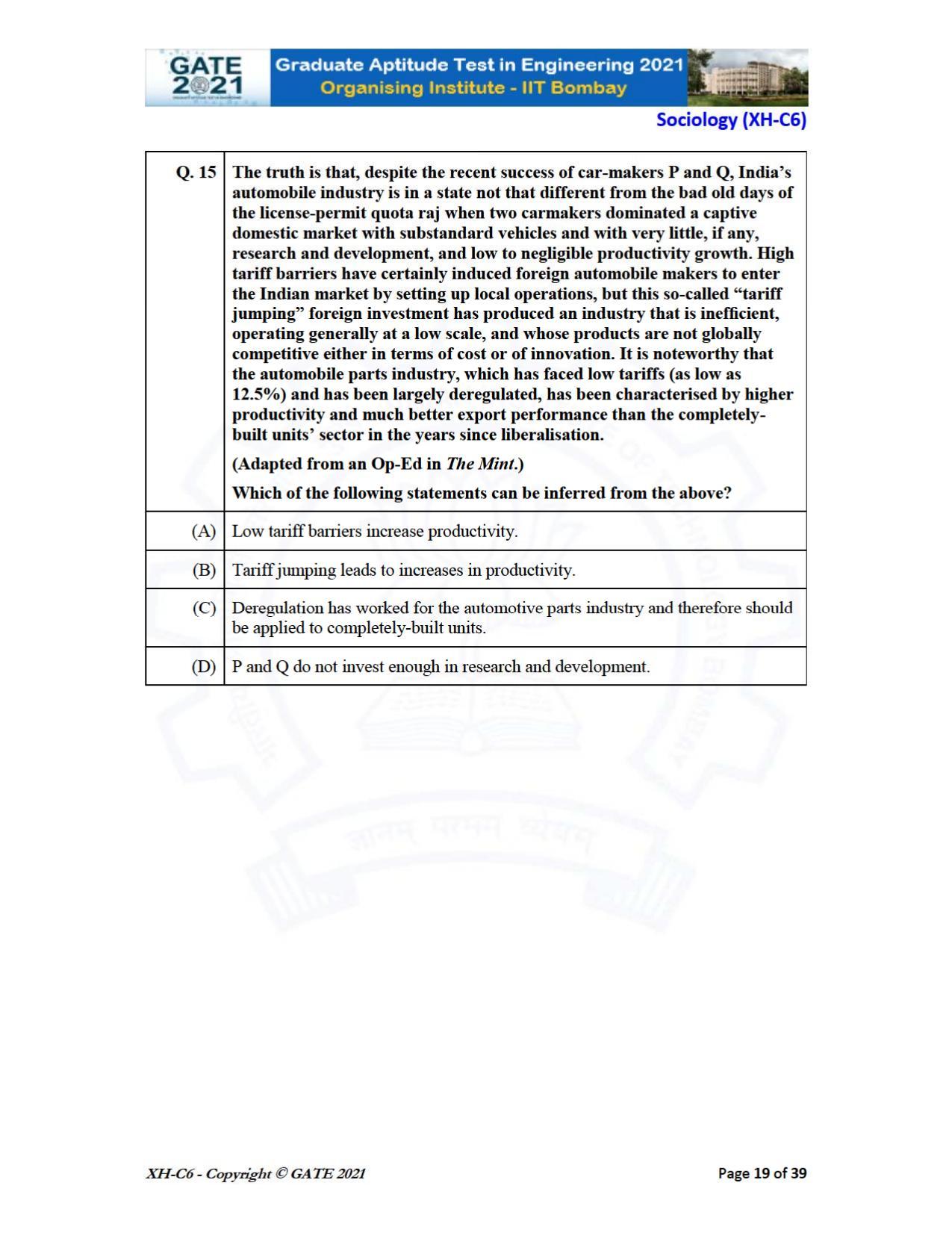GATE 2021 Humanities & Social Sciences (XH) Question Paper - Page 224
