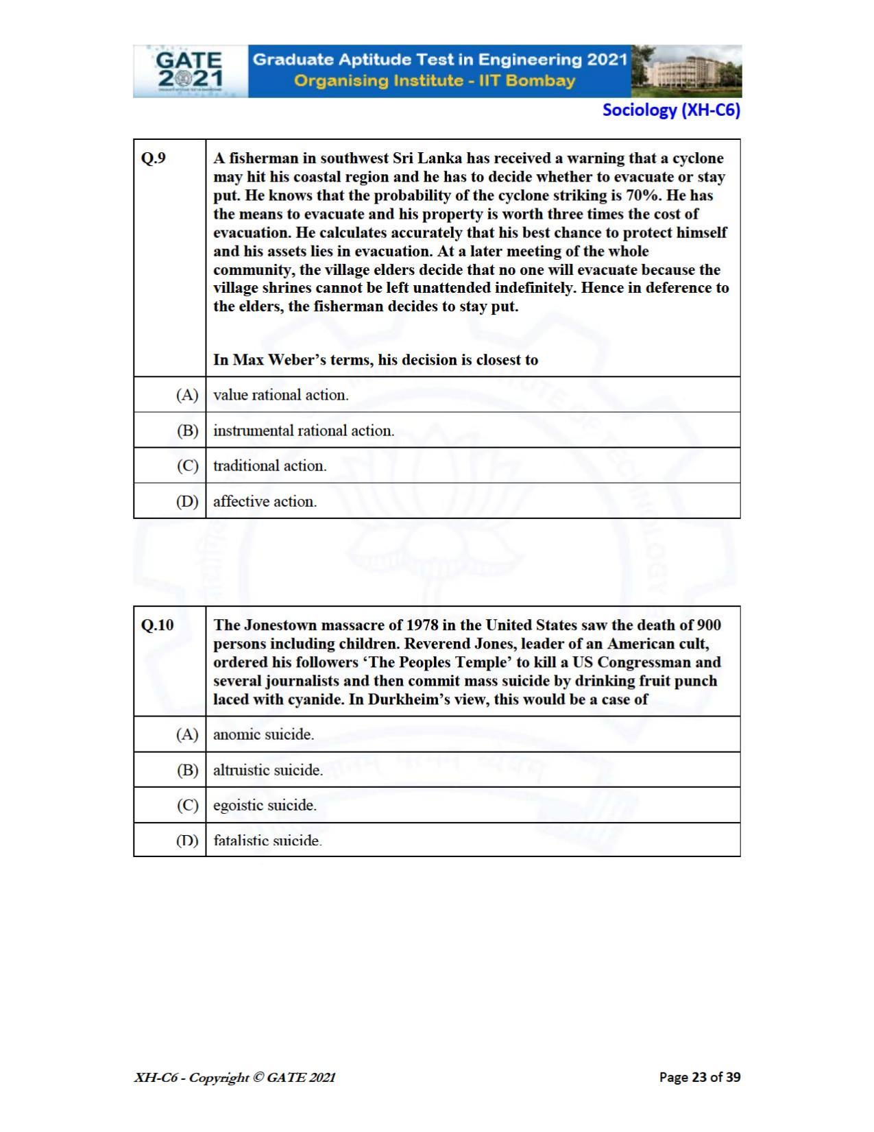GATE 2021 Humanities & Social Sciences (XH) Question Paper - Page 228