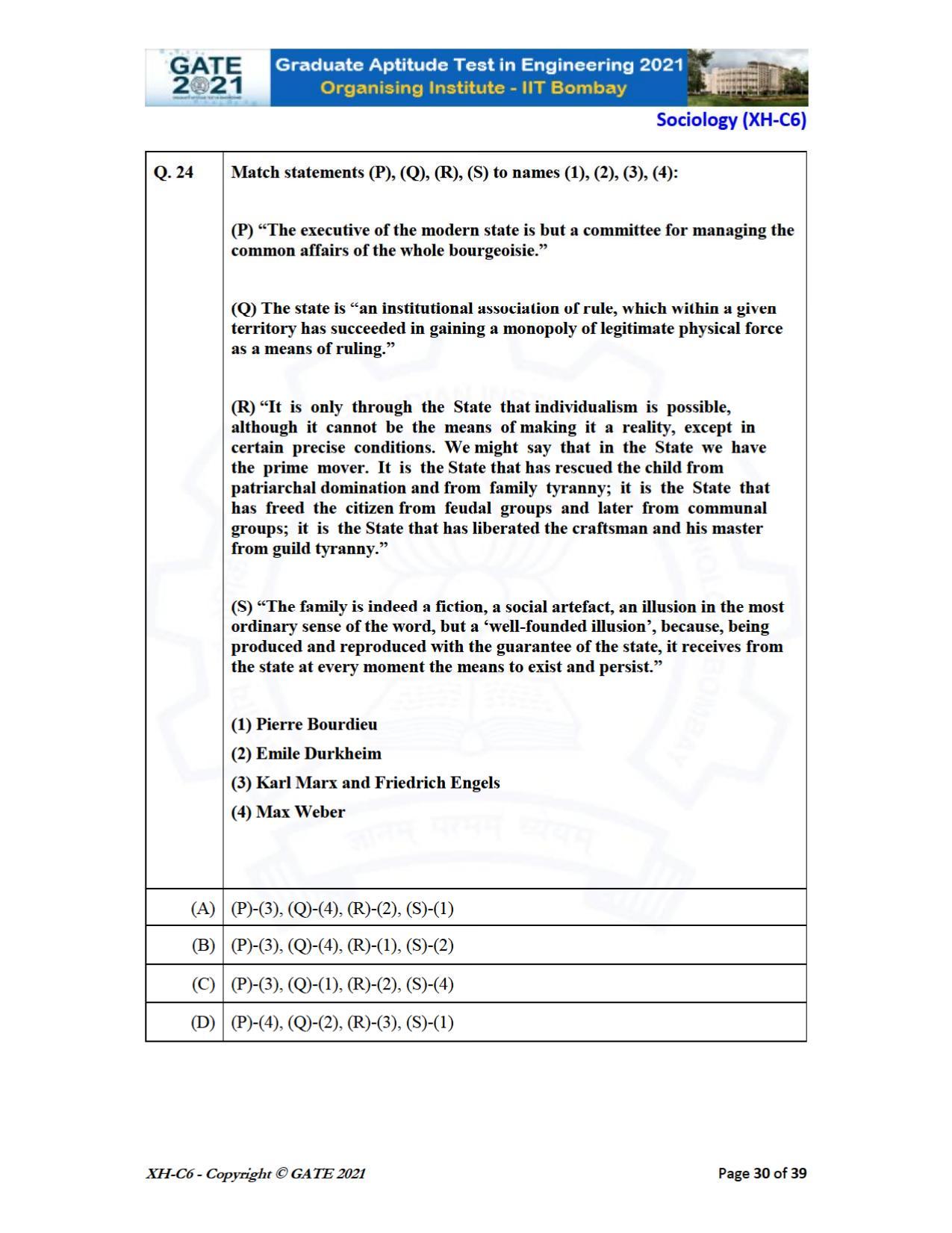 GATE 2021 Humanities & Social Sciences (XH) Question Paper - Page 235