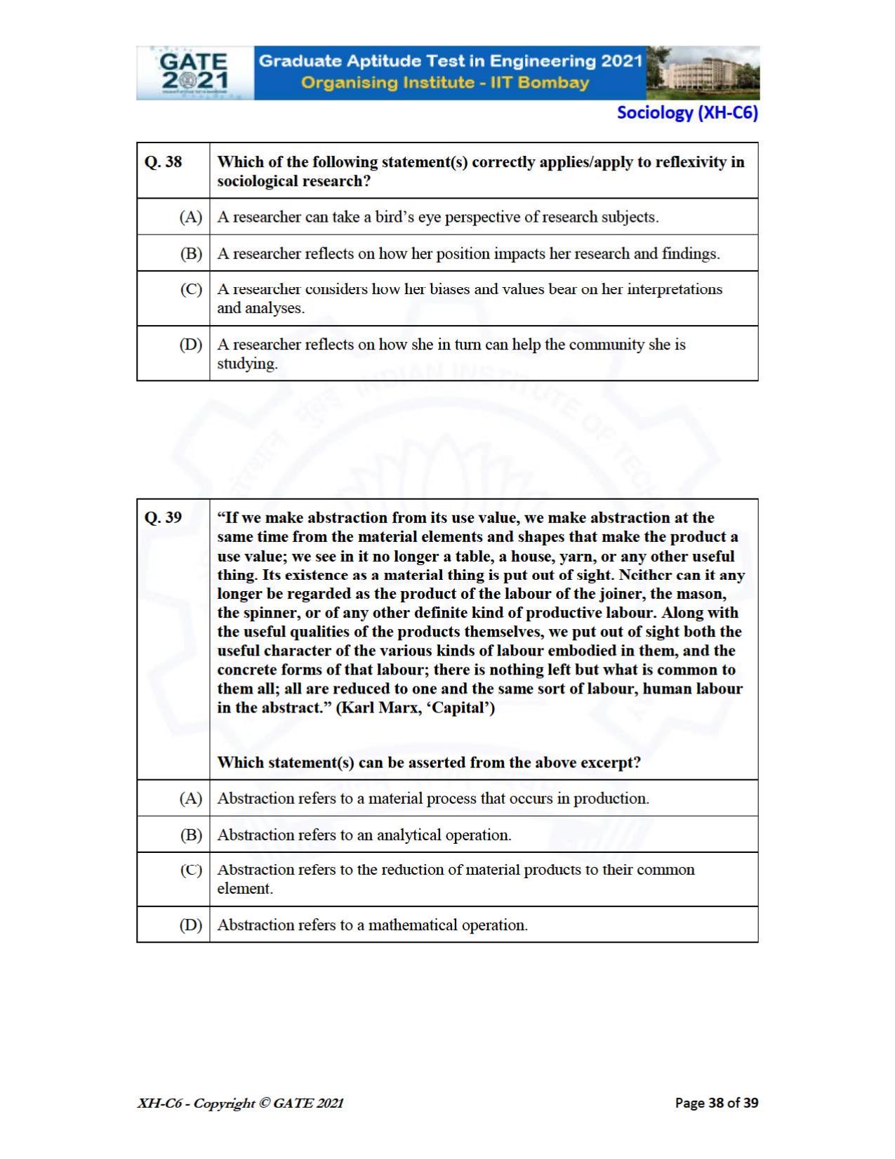 GATE 2021 Humanities & Social Sciences (XH) Question Paper - Page 243