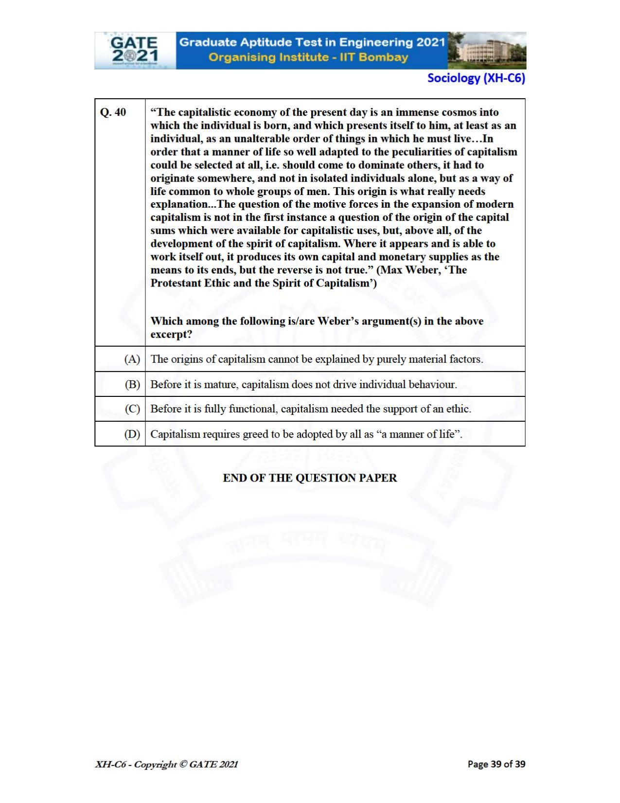 GATE 2021 Humanities & Social Sciences (XH) Question Paper - Page 244