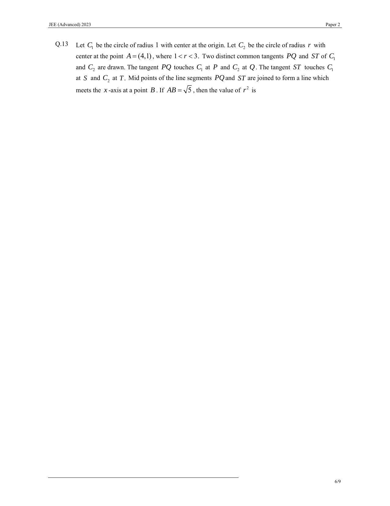 JEE (Advanced) 2023 Paper II - Mathematics Answer Key - Page 6