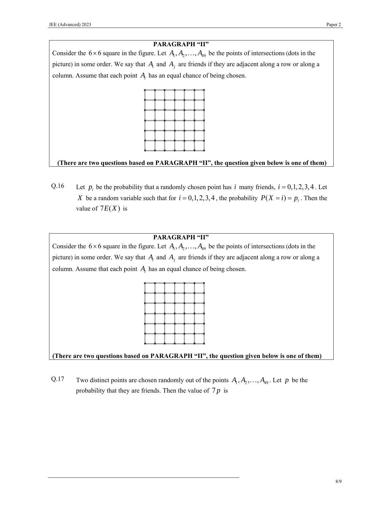 JEE (Advanced) 2023 Paper II - Mathematics Answer Key - Page 8