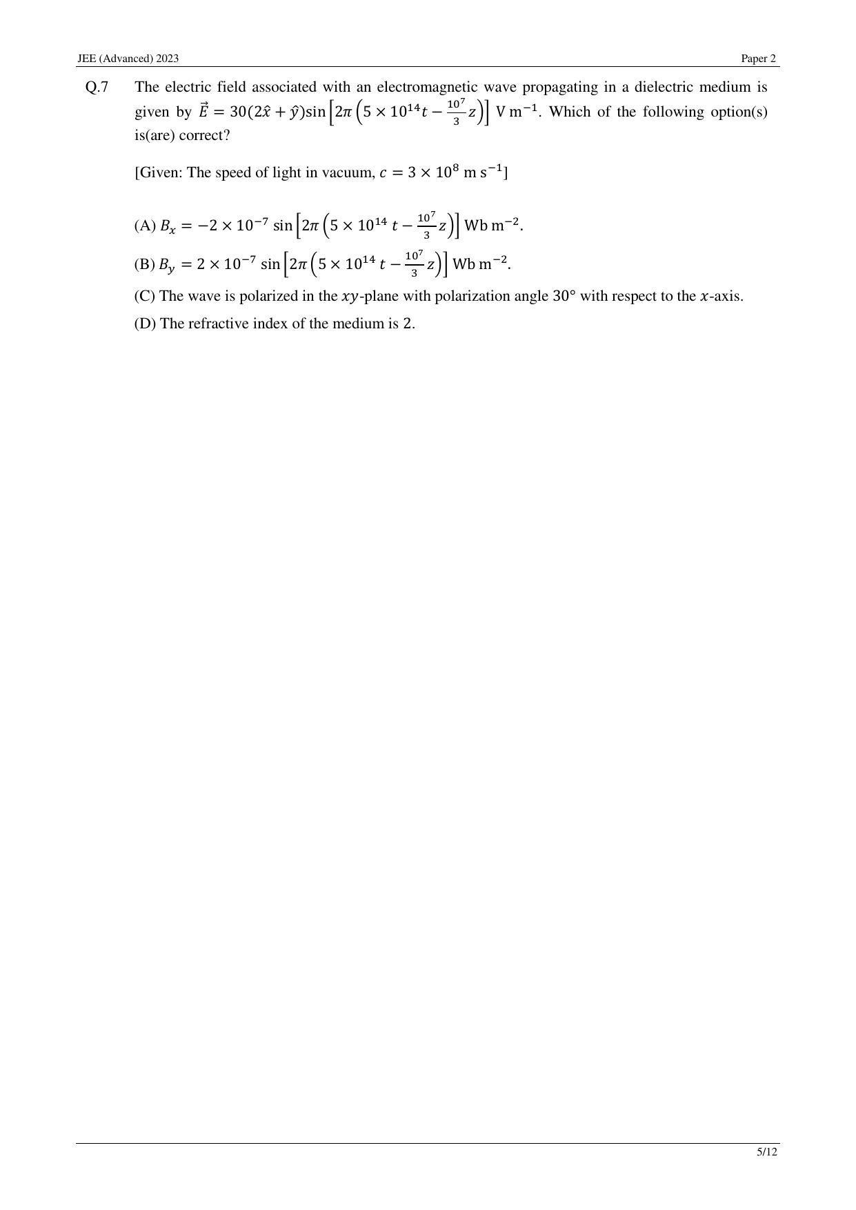 JEE (Advanced) 2023 Paper II - Mathematics Answer Key - Page 14