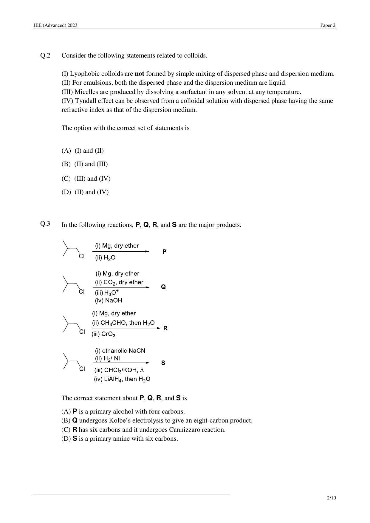 JEE (Advanced) 2023 Paper II - Mathematics Answer Key - Page 23