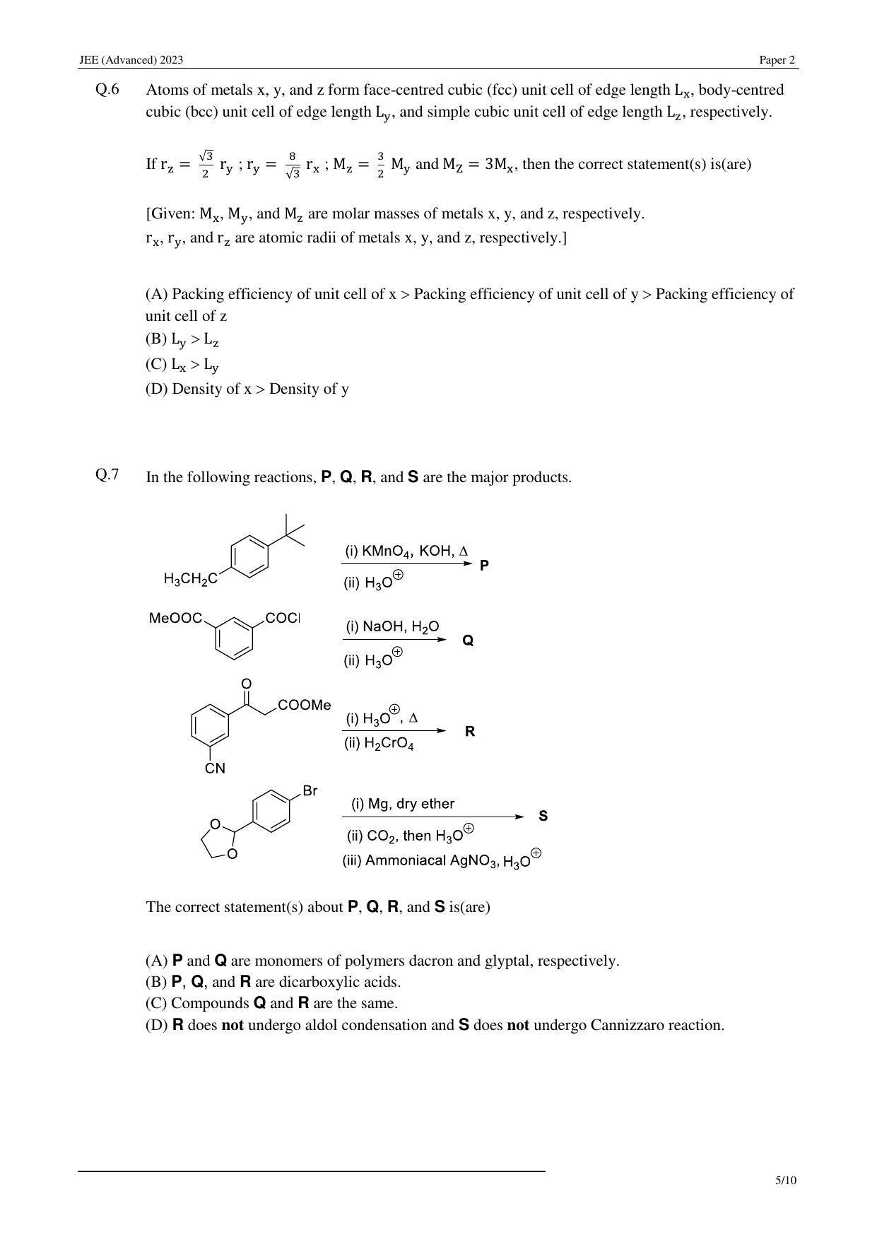 JEE (Advanced) 2023 Paper II - Mathematics Answer Key - Page 26