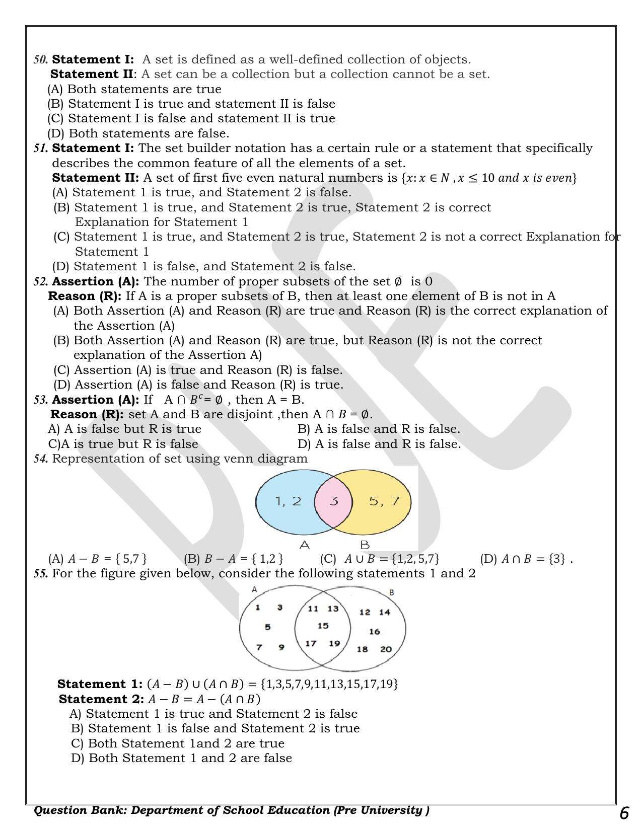 Karnataka 1st PUC Question Bank 2025 - Maths - Page 6