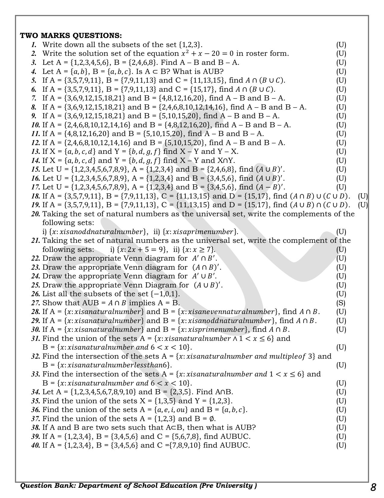 Karnataka 1st PUC Question Bank 2025 - Maths - Page 8