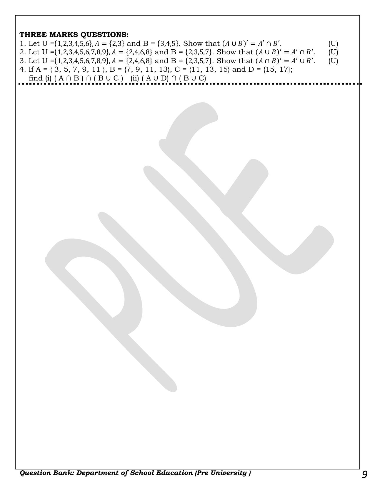 Karnataka 1st PUC Question Bank 2025 - Maths - Page 9
