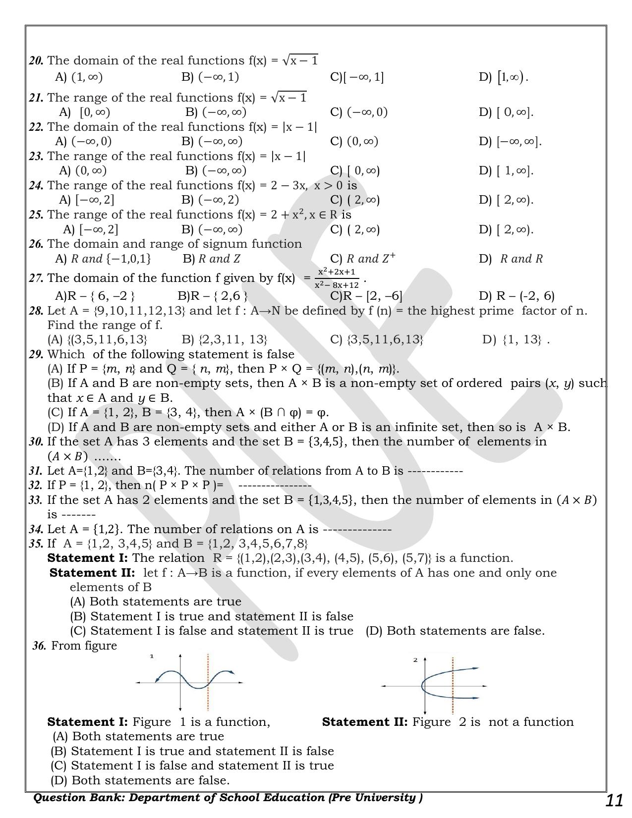 Karnataka 1st PUC Question Bank 2025 - Maths - Page 11