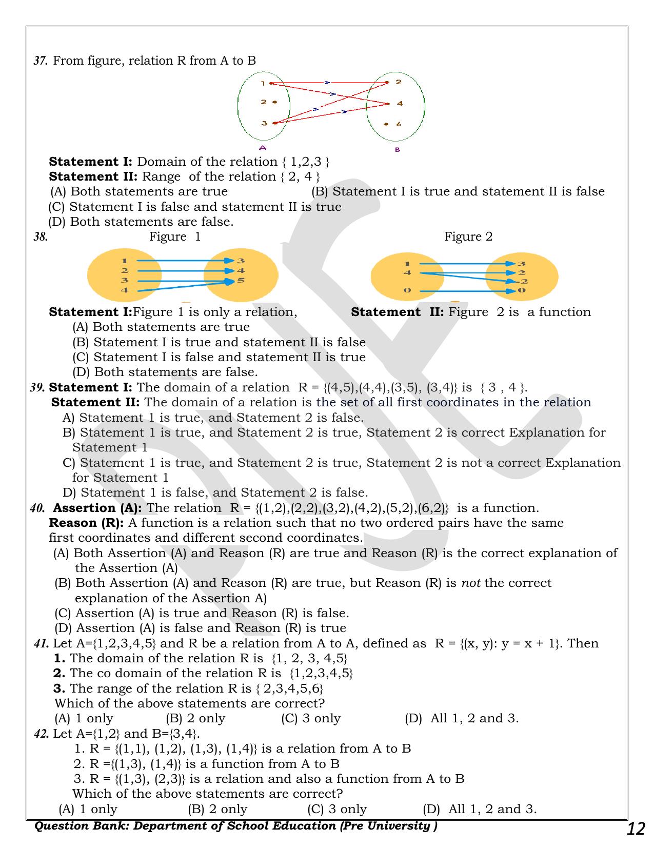 Karnataka 1st PUC Question Bank 2025 - Maths - Page 12