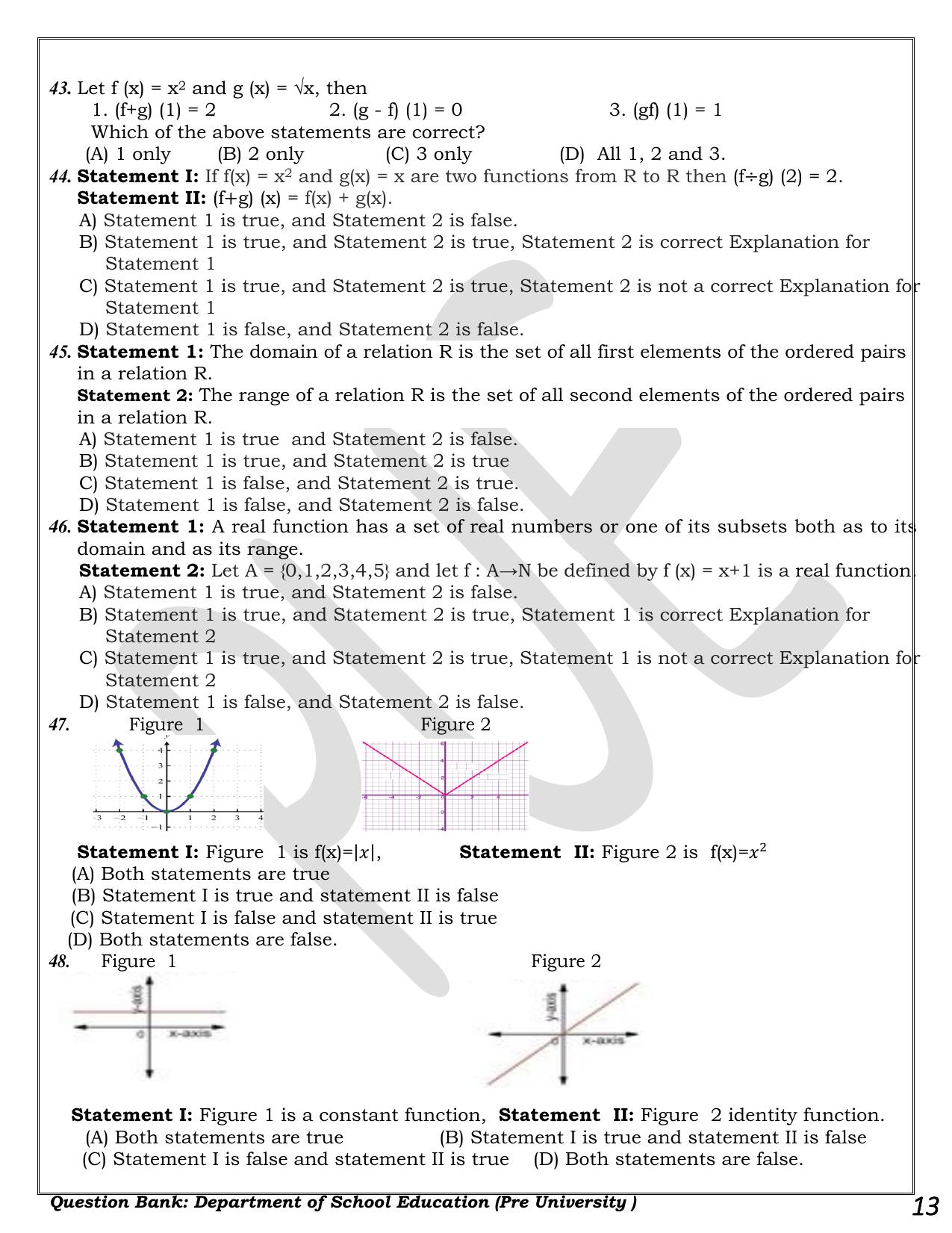 Karnataka 1st PUC Question Bank 2025 - Maths - Page 13