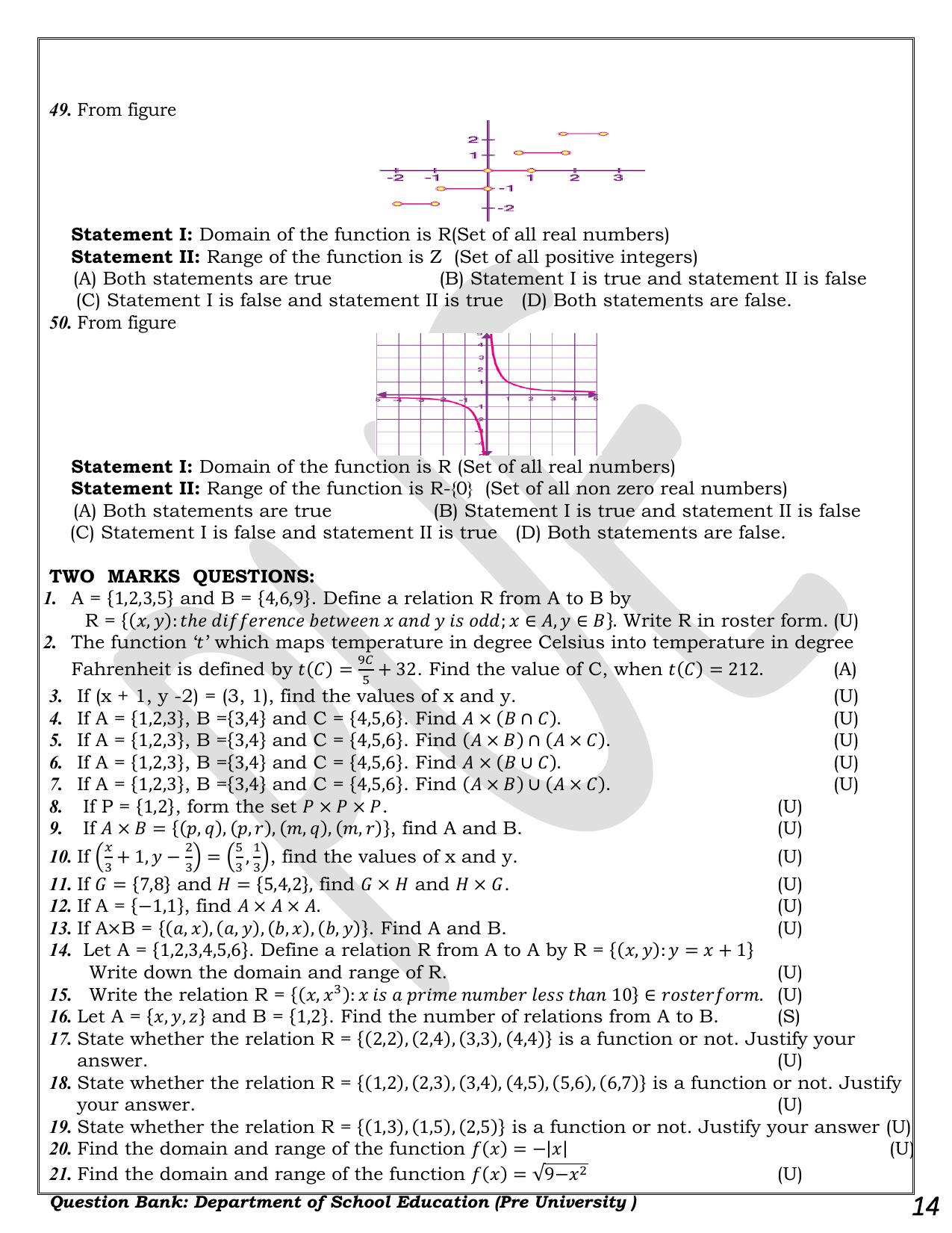 Karnataka 1st PUC Question Bank 2025 - Maths - Page 14